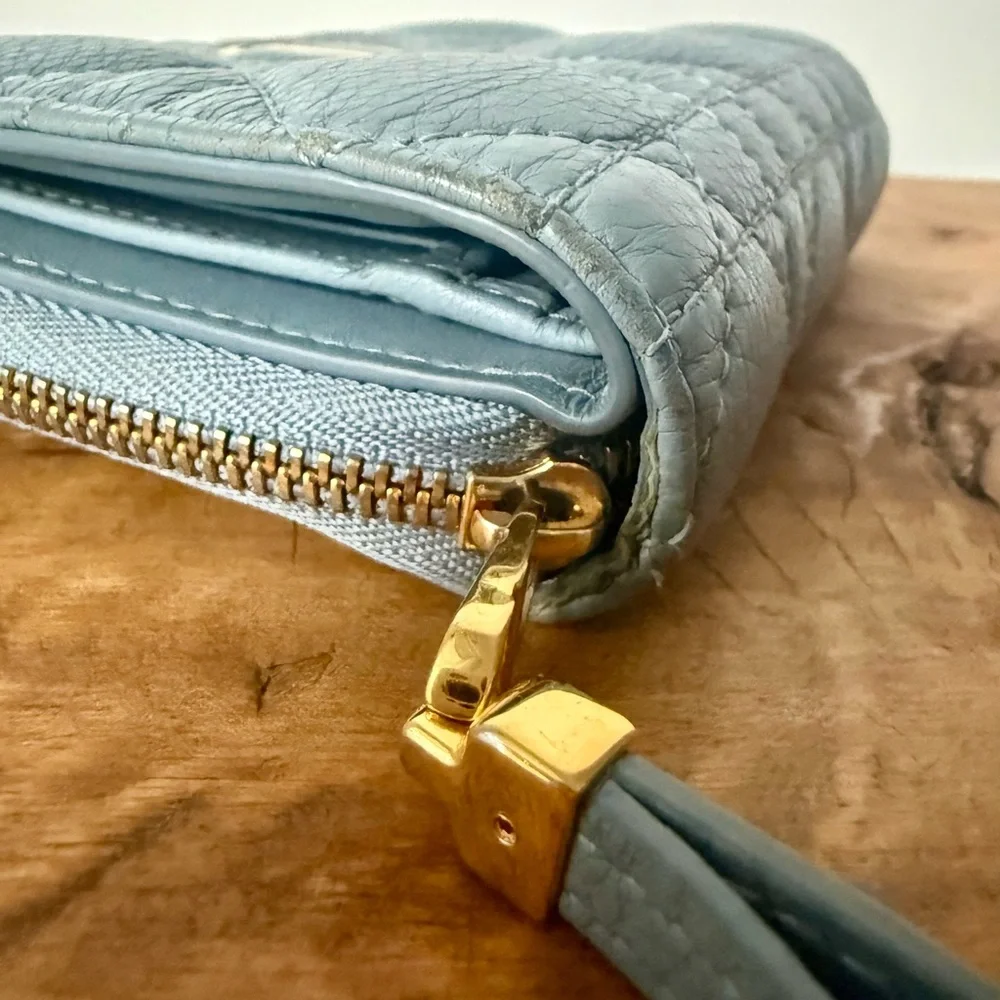 Dior Blue Cannage Compact Wallet